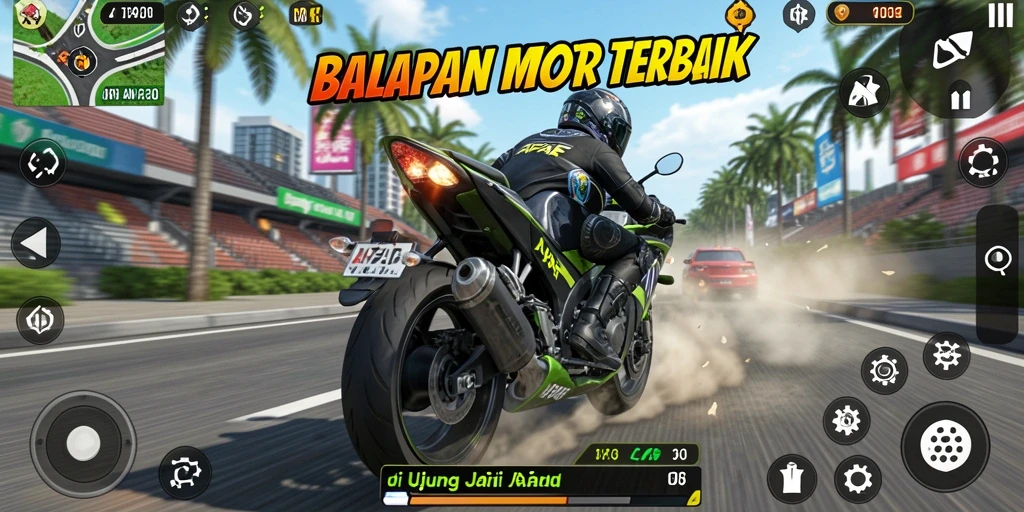 Tampilan aksi balapan yang mendebarkan dalam game AFAF.