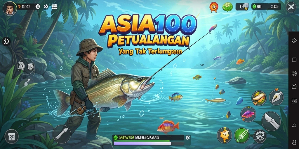 Screenshot utama ASIA100 menampilkan gameplay memancing yang seru dan menantang.