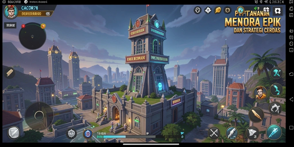 Screenshot menampilkan gameplay mendebarkan dari CACOR78 dengan pertahanan menara yang strategis.