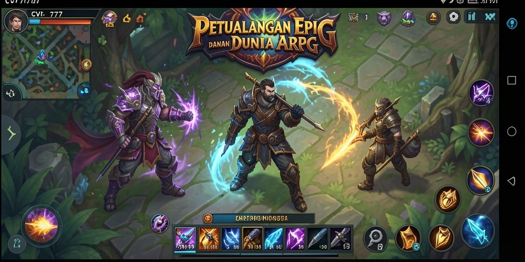 Tampilan gameplay mendebarkan dari CV777 dalam petualangan ARPG.