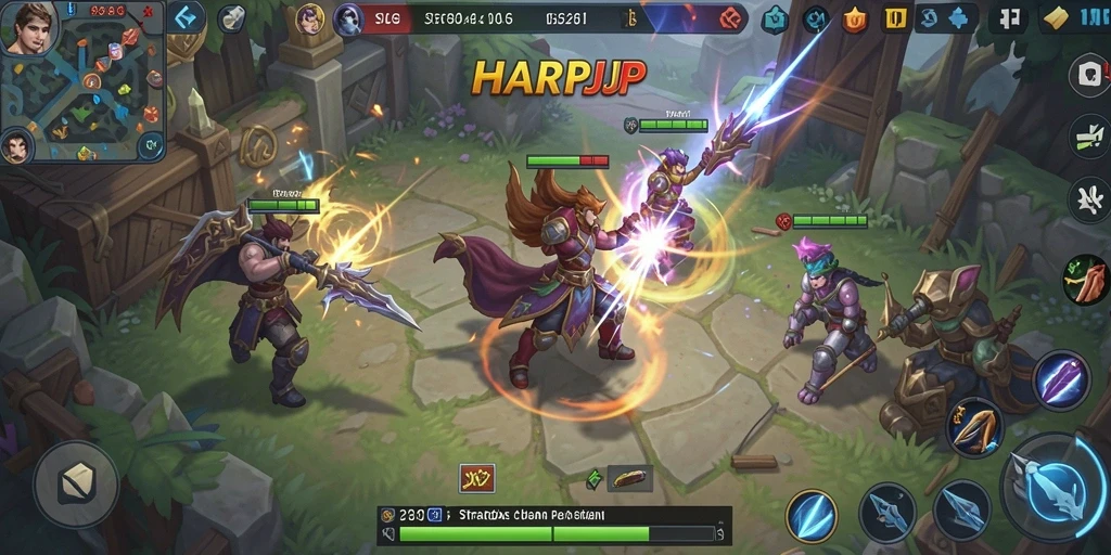 Tampilan gameplay menarik dalam HARAPJP yang penuh strategi dan aksi.