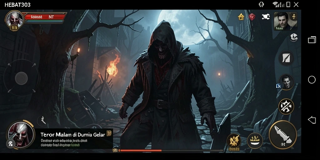 Gameplay HEBAT303 yang mencekam dan menakutkan dalam suasana gelap.
