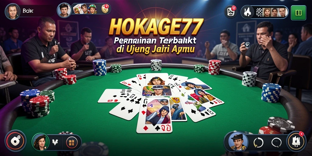 Screenshot gameplay HOKAGE77 menampilkan aksi poker yang seru.