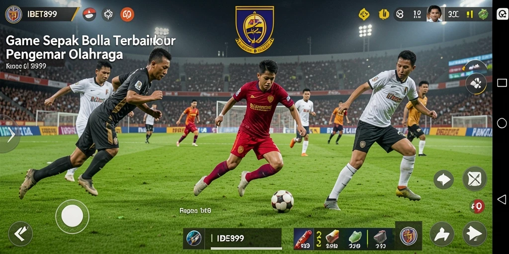 Tampilan gameplay seru IBET899 dengan aksi sepak bola nyata.