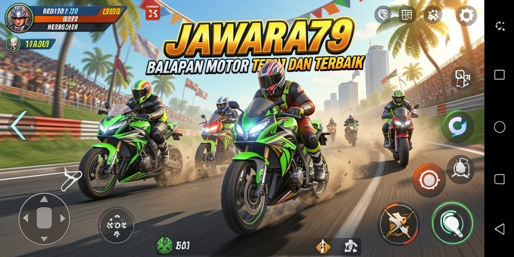Gameplay seru balapan motor dalam JAWARA79 dengan grafik menakjubkan.
