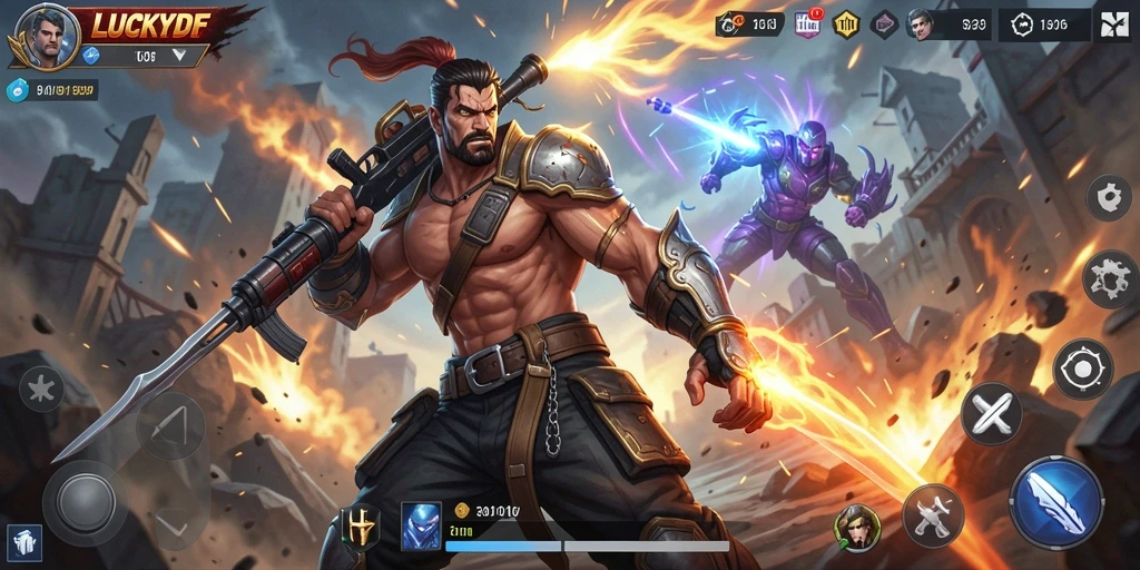 Tampilan gameplay yang mendebarkan dalam LUCKYDF dengan aksi seru.