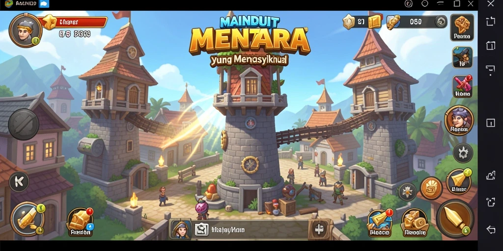 Screenshot gameplay MAINDUIT menunjukkan strategi pertahanan menara yang menarik.