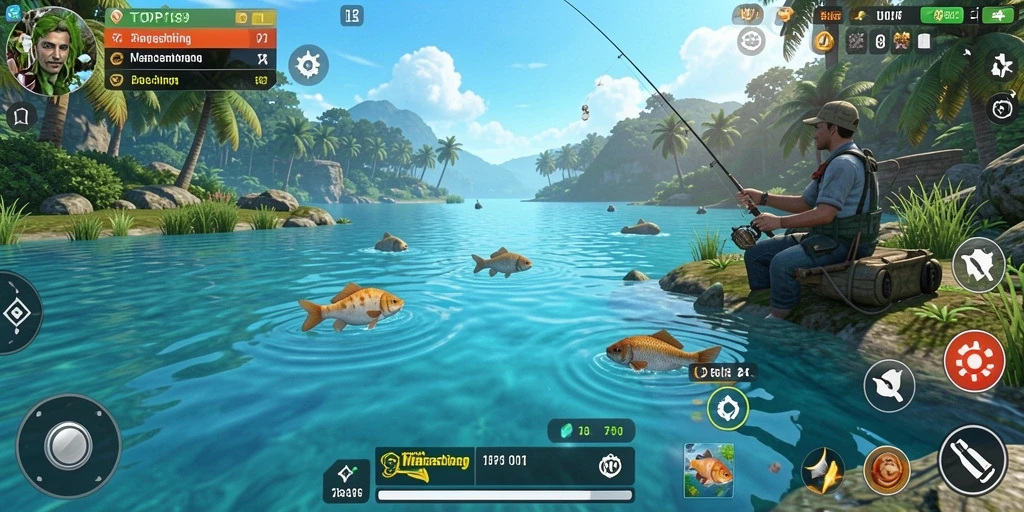 Screenshot gameplay TOPI189 menampilkan aksi memancing yang mendebarkan.