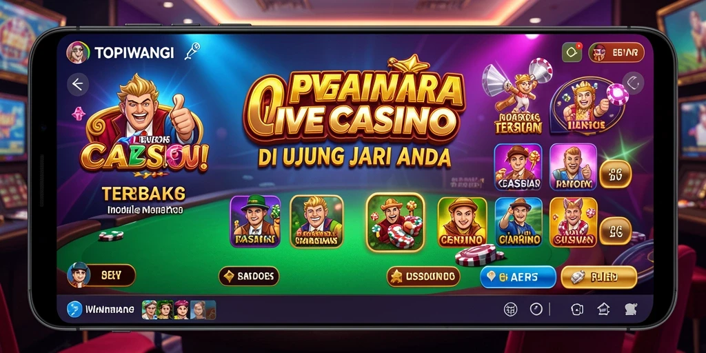Screenshot utama TOPIWANGI menampilkan dealer cantik dan meja permainan Live Casino.